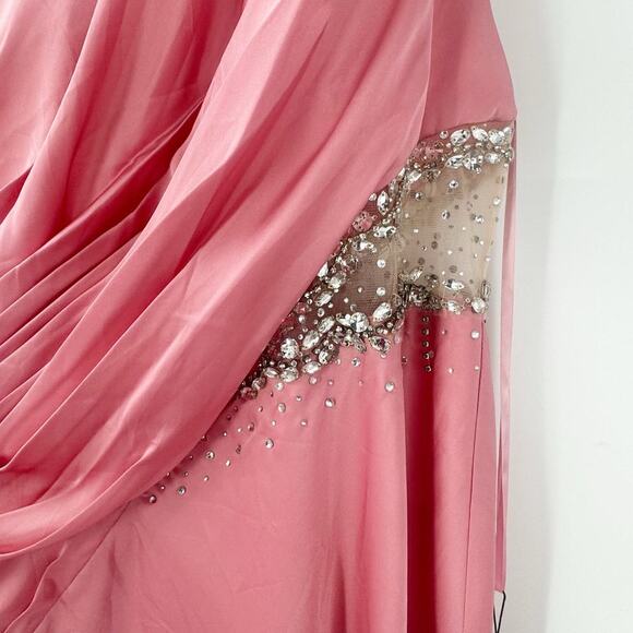 Ieena For Mac Duggal One Shoulder Embellished Satin Gown Pink Women's Size 8 NWT - Picture 12 of 12
